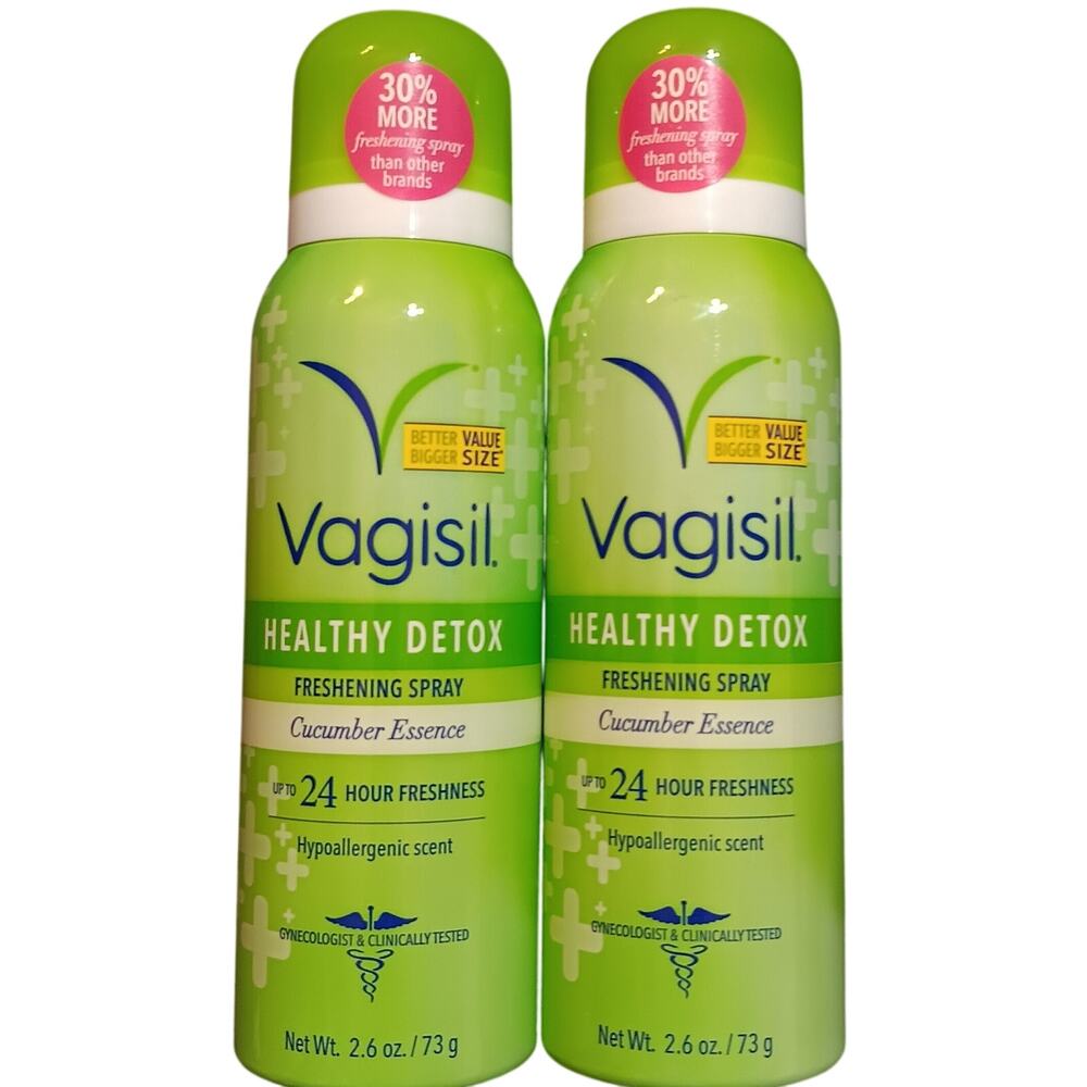 Vagisil Healthy Detox Freshening Spray Cucumber Essence 2.6oz (2 cans)